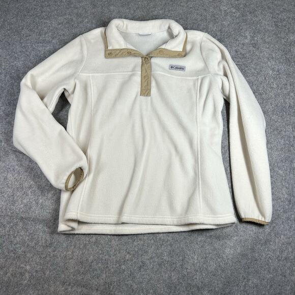 Columbia Sweatshirt Large Benton Springs Half Snap Pullover Sweater Fleece Chalk - Picture 1 of 8